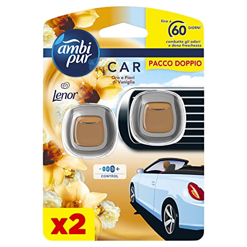 Ambi Pur Profumatore Auto, 6 Deodoranti Auto, Fragranza Brezza Leggera, Elimina Odori, Facile da Agganciare, Fino a 30 Giorni di Profumo per Deodorante, Usa e Getta