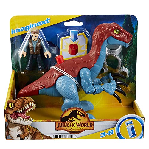 Imaginext Jurassic World Dominion Therizinosaurus Dinosaur & Owen Grady 3-Piece Poseable Figure Set for Preschool Kids Ages 3 and Up