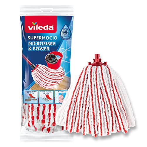 Vileda SuperMocio Microfibre & Power Testa del mocio, Fibra, Multicolore, 7x14x40 cm