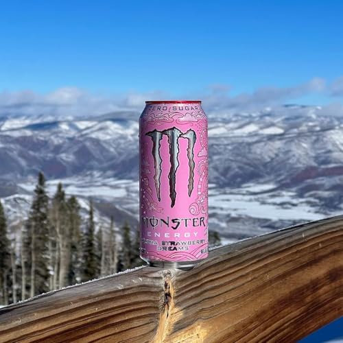Monster Energy Ultra Strawberry Dreams, Bevanda Energetica Senza Zuccheri al Gusto Fragola, con Miscela Energetica e 160 mg di Caffeina, 24 Lattine da 500 ml