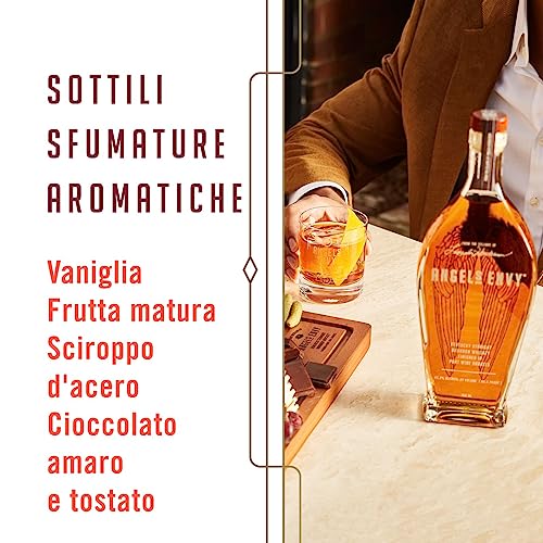ANGEL’S ENVY Kentucky Straight Bourbon Whisky, 43,3% Vol., 70 cl / 700 ml, affinato in botti di Porto, Note di vaniglia e noci tostate
