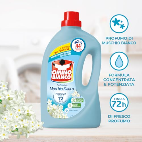 Omino Bianco - Detersivo Lavatrice Liquido, 44 Lavaggi, 1.76 l (Confezione da 1)