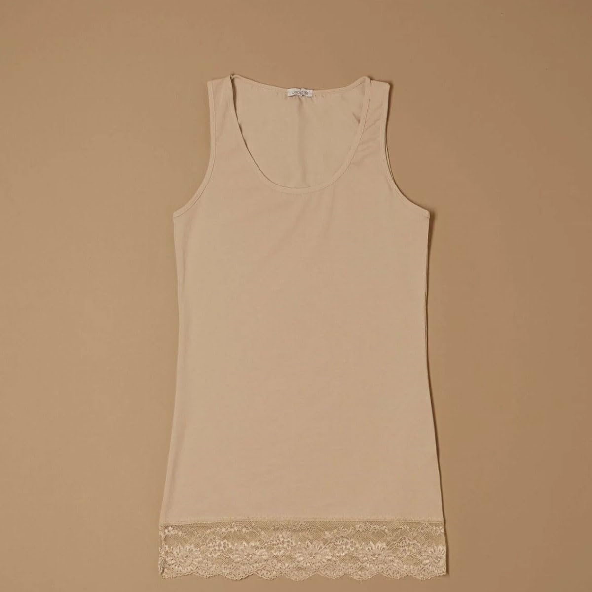 JADEA Canotta Donna Spalla Larga e Inserti in Pizzo 4328 in Cotone Elasticizzato
