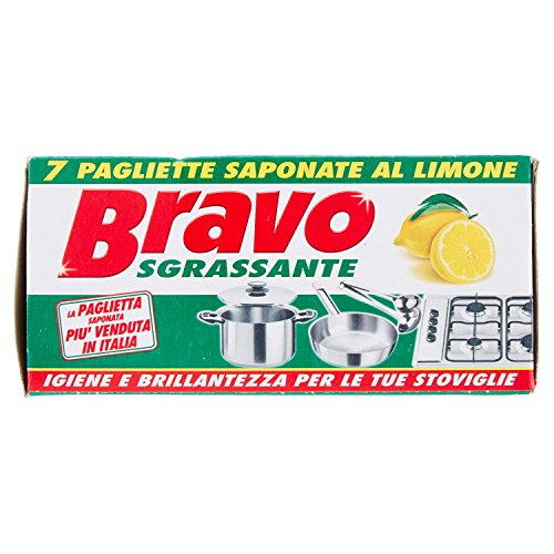 Bravo - Pagliette Saponate Al Limone per Detergenti per la Cucina, 7 Pezzi