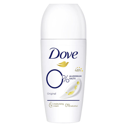 Dove, Deodorante Roll On Advanced 0% Sali Original, Deodorante Antitraspirante, Formula Senza Alcol e Sali di Alluminio, Protezione Fino a 48 Ore, Deodorante Uomo e Donna, 50ml