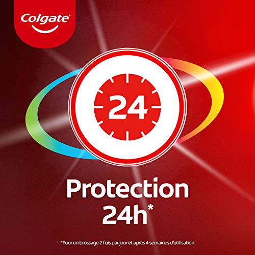Colgate - Dentifricio totale bianchezza, elimina la placca dentale e le attività sulla superficie dei denti 12 ore di protezione sui denti, lingua, gengive 75 ml lotto 3, (lotto 3)