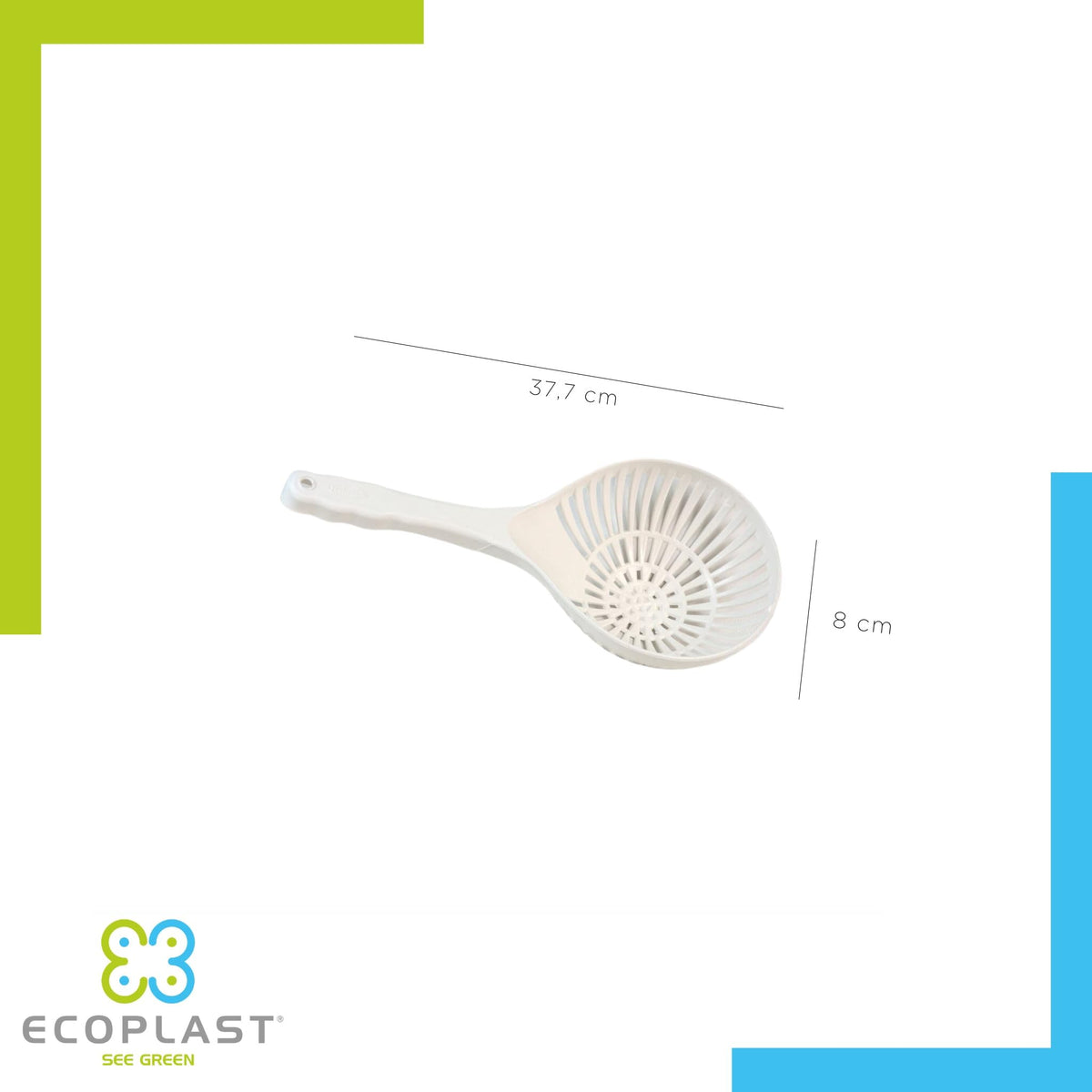 Ecoplast | Colagnocchi in Plastica, Scolapasta con Manico, Bianco o Blu, 37,7x16,5x8, Made in Italy