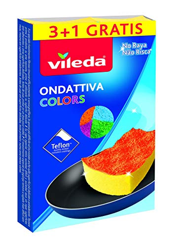 Vileda Colors Ondattiva Milleusi Colors 3+1, Spugna, Multicolore, 13x22x2.6 cm, 4 Unità