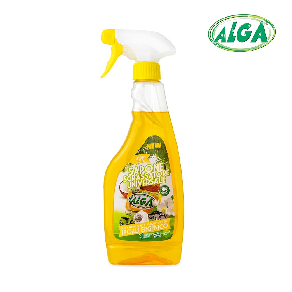 ALGA BIO - KIT SAPONE ECOLOGICO 400 GR (4PZ), SAPONE CONCENTRATO IN GEL 1250 ML (2PZ), SGRASSATORE UNIVERSALE 500 ML (2PZ) Box risparmio pulizia casa, sapone ecologico, per bucato a mano e lavatrice