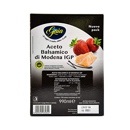 Gaia Aceto Balsamico di Modena IGP in Bustine Monodose - 198 Bustine da 5ml