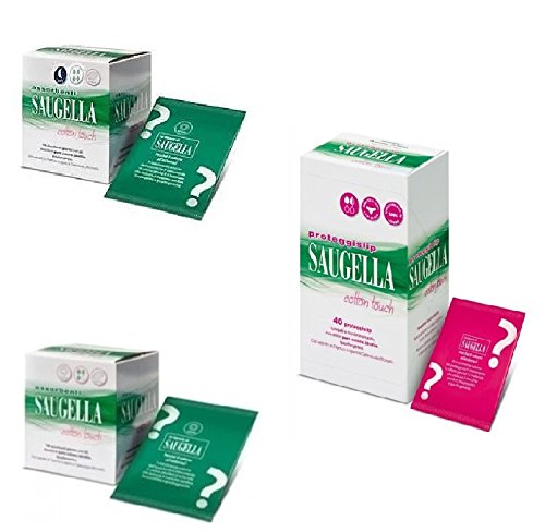 SAUGELLA PROTEZIONE NOTTE E GIORNO 40 PROTEGGI SLIP + 12 ASSORBENTI NOTTE CON ALI IN COTONE 100% IPOALLERGENICO
