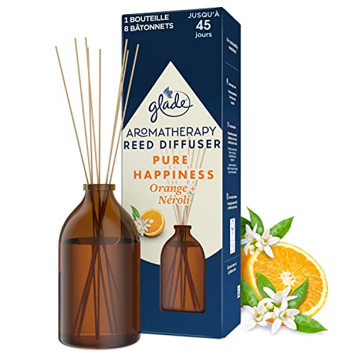 Glade Aromatherapy Bastoncini Diffusore di Profumo infusi con oli Essenziali, Pure Hapiness, Orange & Neroli, 1 Diffusore ( la confezione può differire)