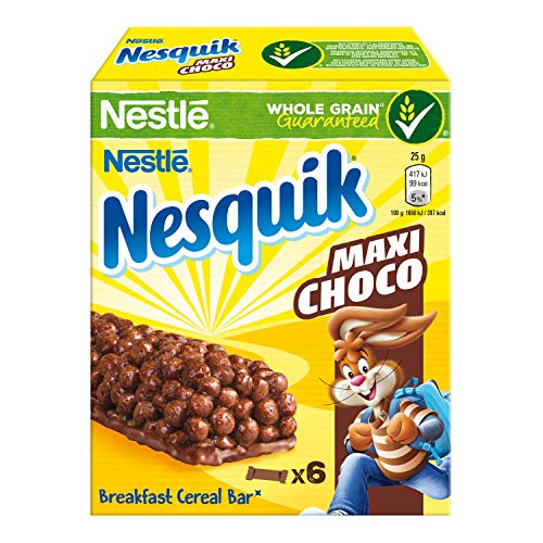 Nesquik Maxi Choco Barrette di Cereali al Cioccolato e al Latte, 16 Confezioni da 6 Pezzi