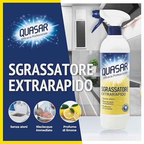 Quasar - Sgrassatore Extrarapido - Senza Aloni, Risciacquo Immediato, Profumo di Limone - 680 ml