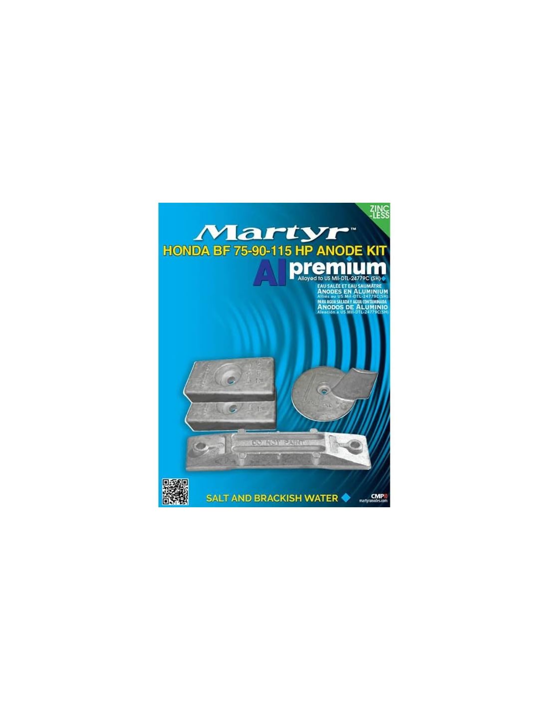 MARTYR ANODES Kit ANODOS ALUMINIO Honda 75/90/115HP, CMHBF75115KITA Other, Multicolor, One Size