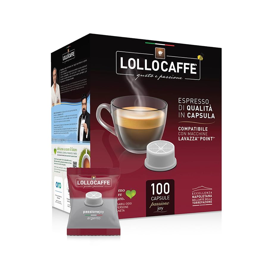 Lollo Caffè Passione Joy, Miscela Argento - 800 (8x100) Capsule - Compatibili con le Macchine ad uso domestico Lavazza* Espresso Point*