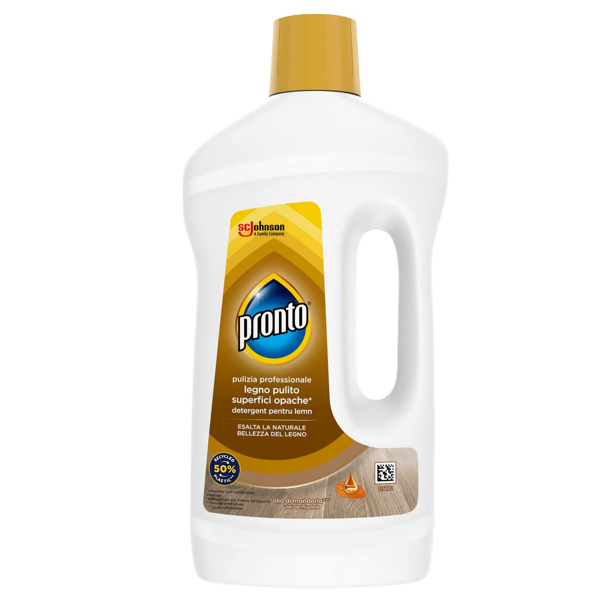 Pronto Legno Pulito - Detergente Liquido per Pavimenti in Legno Opaco, Fragranza Olio di Mandorla, 1 Confezione da 750ml