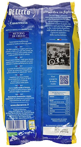 De Cecco Casareccia n° 88, Pasta di Semola di Grano Duro - 3 kg (500 g x 6)