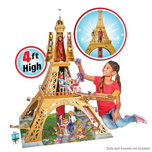 Bandai - Miraculous - Playset Deluxe Paris - Grande Monumento da Gioco 1,20m - Torre con 40 Accessori, Piani, Negozi, Teleferica, Bambole non incluse - Giocattolo per Bambini dai 4 Anni in su - P50659