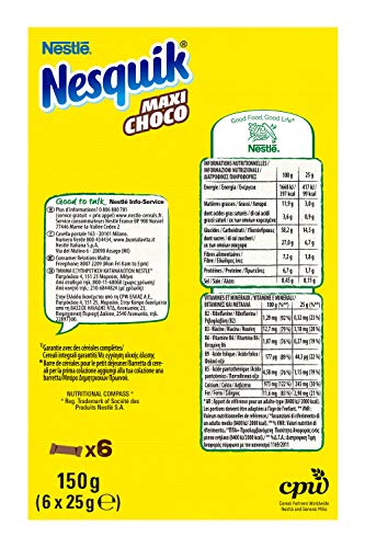 Nesquik Maxi Choco Barrette di Cereali al Cioccolato e al Latte, 16 Confezioni da 6 Pezzi