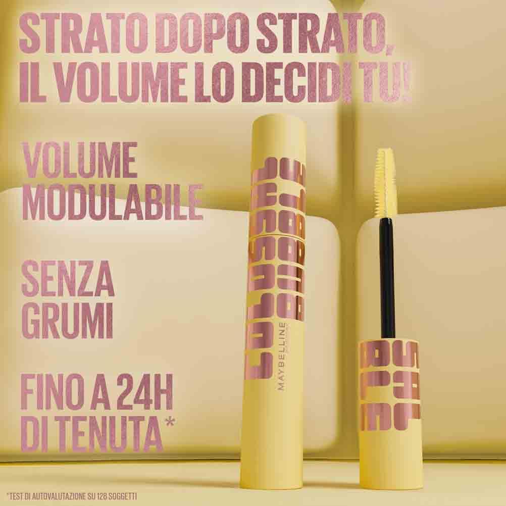 Maybelline New York Mascara Volumizzante, Volume Modulabile Senza Grumi, Formula Stratificabile, Con Comodo Scovolino a Pettine, Colossal Bubble, 10 ml