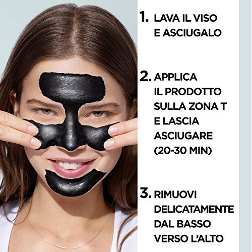 Garnier Maschera Peel-Off Pure Active Charcoal, Gel Detergente Arricchito con Carbone e Acido Salicidico, per La Zona T, Anti Imperfezioni e Punti Neri, 50ml
