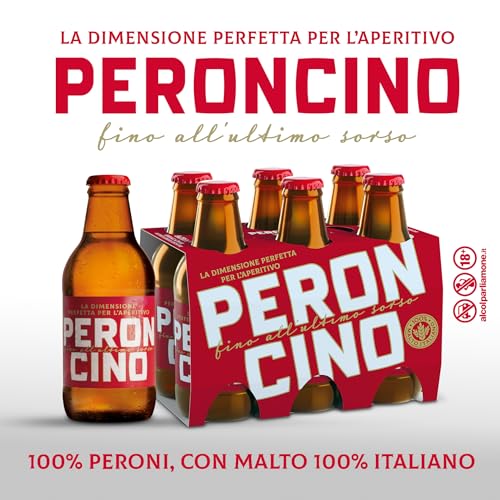 Peroncino Cassa con 24 Birre in Bottiglia da 25 cl, 6 L, Birra Lager con Malto 100% Italiano dal Gusto Moderatamente Amaro, Gradazione Alcolica 4.7% Vol