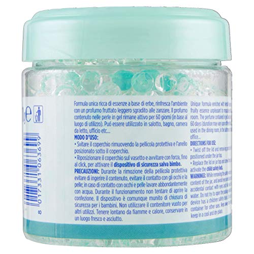 Zanzarella, Profumatore per Ambienti Antizanzare in Perle ESPLOSIONE DI AGRUMI, Repellente Naturale per Zanzare, Attivo Fino a 60 Giorni, Pacco da 6x170 gr (Il pacchetto può variare)