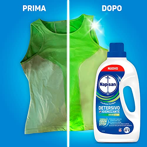 Napisan Detersivo Lavatrice Liquido Igienizzante Odor Stop, 3 Confezioni da 1.15 l da 69 Lavaggi di Detersivo Lavatrice Liquido