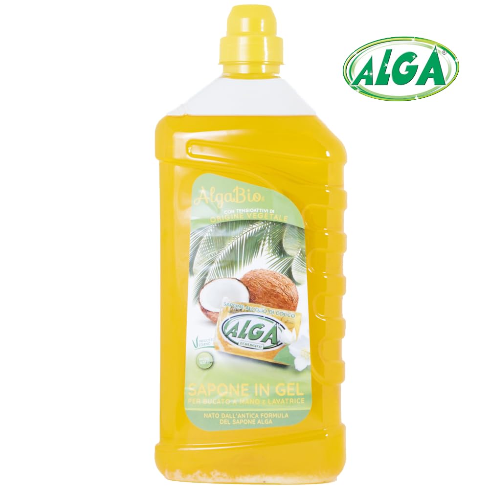 ALGA BIO - KIT SAPONE ECOLOGICO 400 GR (4PZ), SAPONE CONCENTRATO IN GEL 1250 ML (2PZ), SGRASSATORE UNIVERSALE 500 ML (2PZ) Box risparmio pulizia casa, sapone ecologico, per bucato a mano e lavatrice