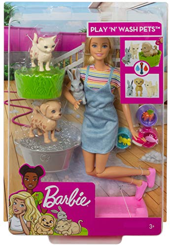 Barbie Cuccioli Cambia Colore, Playset con Bambola e Due Cuccioli Che Cambiano Colore con l'Acqua, Giocattolo per Bambini 3+ Anni, FXH11