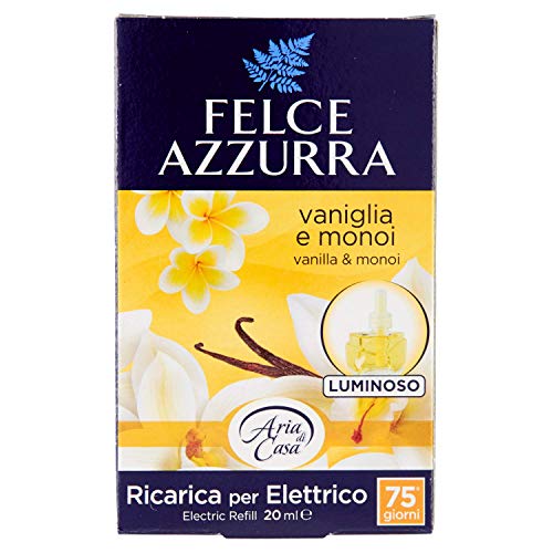 Felce Azzurra - Ricarica Diffusore Ambiente Elettrico Vaniglia e Monoi, Profumatore per Ambienti Luminoso Regolabile per Diffusore Profumo Ambiente Soffuso (75 Giorni), Profumatori per Diffusori 20 ml