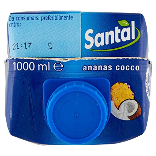 Santal - Succo Ananas Cocco, con una Goccia di Latte - 12 pezzi da 1 l [12 l]