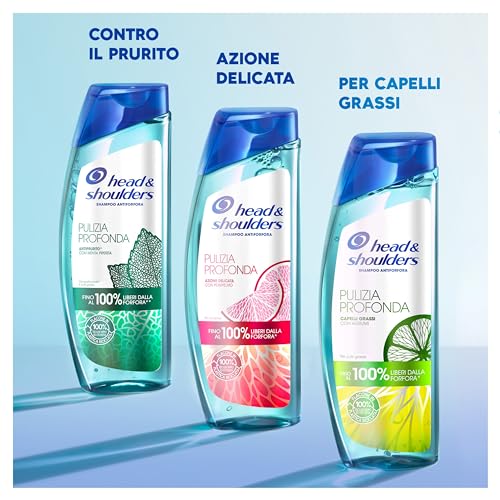 Head & Shoulders Shampoo Pulizia Profonda Capelli Grassi, Contro la Forfora