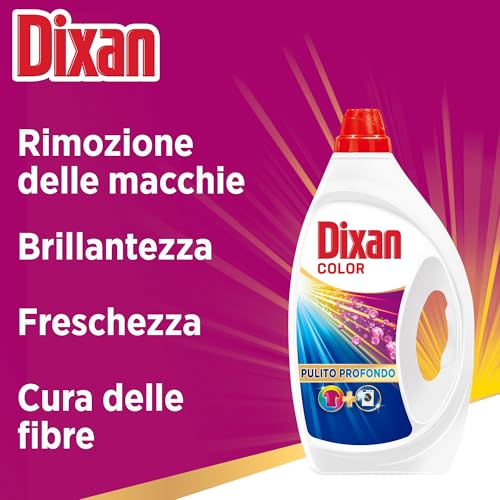 Dixan Liquido Color Detersivo Lavatrice (42 Lavaggi), Detersivo liquido lavatrice per colori vivaci, pulizia profonda del bucato e freschezza igienica per la lavatrice, Rimuove le macchie da 20°C