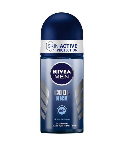 NIVEA MEN Deodorante Uomo Cool Kick Roll-On Antitraspirante, Regola la traspirazione per 48h, 50 ml