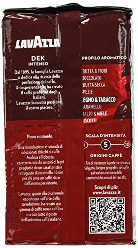 Lavazza Caffè Macinato Decaffeinato Dek Intenso - 10 confezioni da 250 grammi [2.5 Kg]