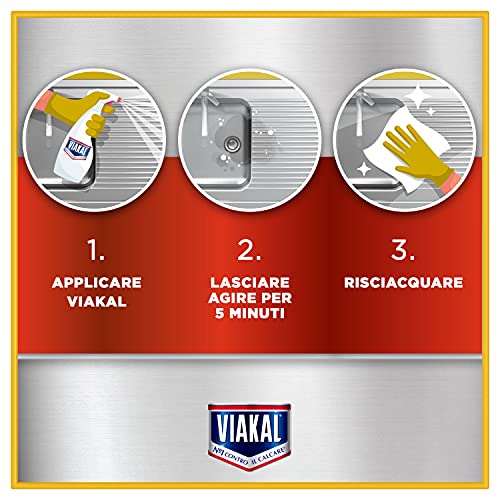 Viakal Anticalcare Detersivo Spray per Cucina, 10 Confezioni (10 x 515 ml), Adatto per Acciaio, Rimuove Sporco e Batteri, Azione Totale Sul Calcare, Brillantezza Duratura, Maxi Formato