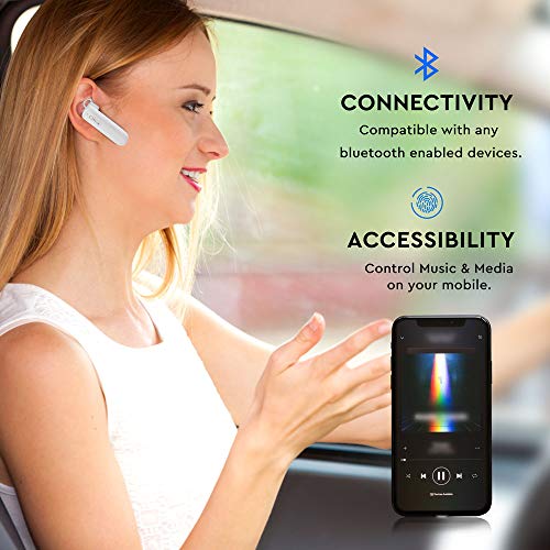 V-TAC Auricolare Bluetooth senza fili Chiamata a mani libere con tecnologia vocale nitida, design confortevole con controlli facili per una lunga durata della batteria audio