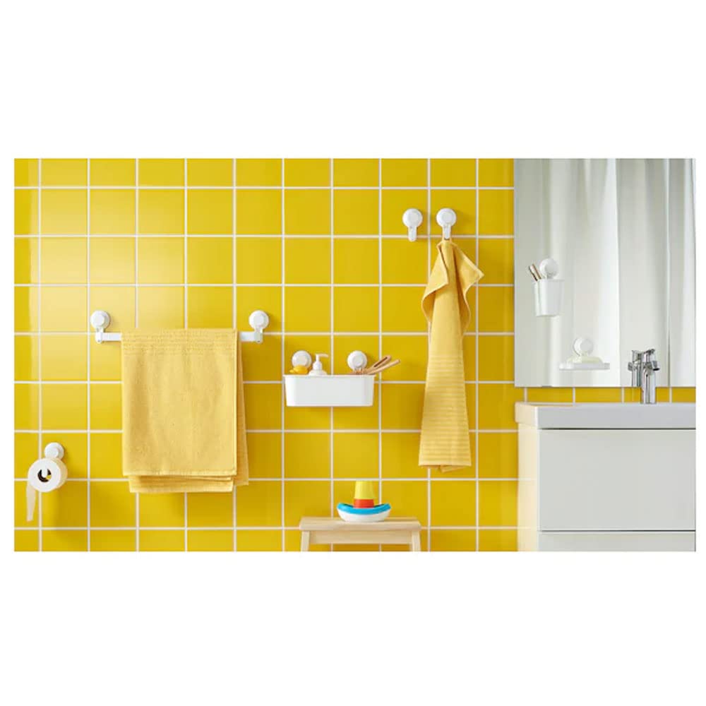 Ikea Tisken - Cestino con ventosa per riporre oggetti, colore: bianco (policarbonato, gomma sintetica, plastica ABS, confezione da 1,00)