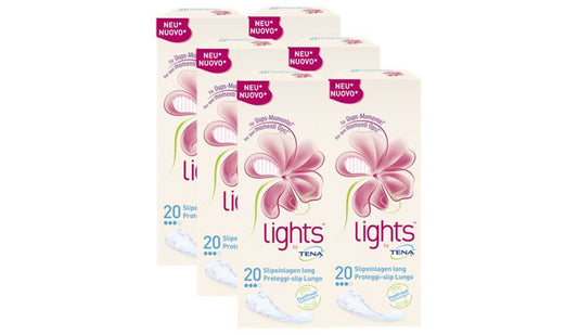 Tena Lights, salvaslip per bolle normali e sensibili, lungo, confezione da 6 (6 x 20 pezzi)