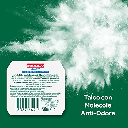 Borotalco, Deodorante Roll On, Formula Senza Alcool - 1 Flacone da 50 ml