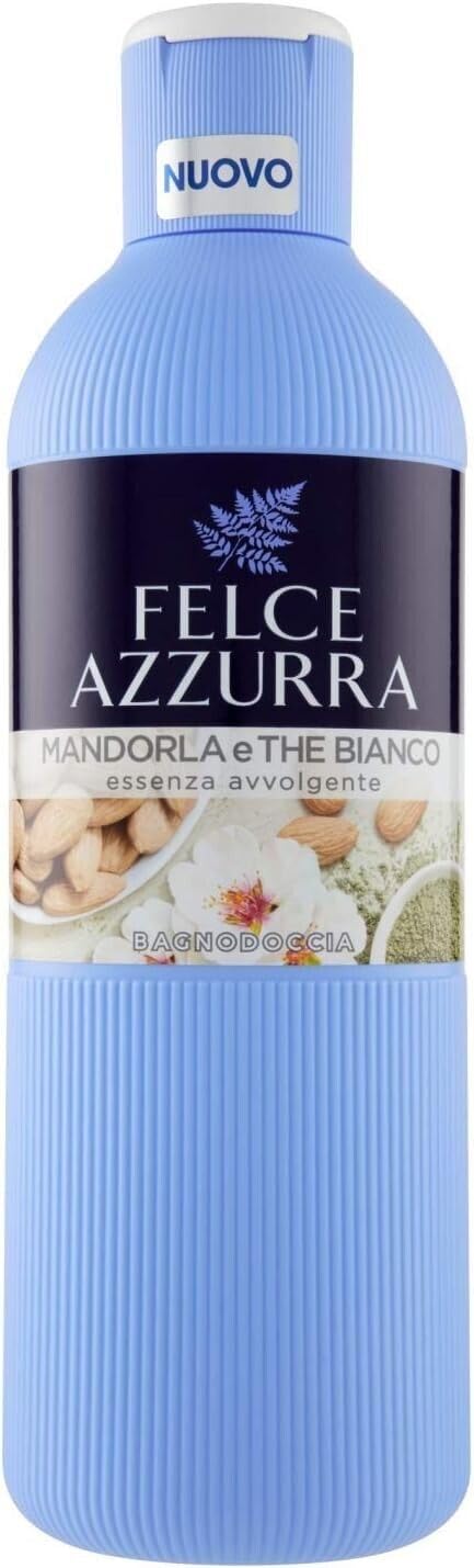 Confezione da 12 pezzi Paglieri Felce Azzurra Bagnodoccia Mandorla e The Bianco, lavaggio corpo a mandorle e tè bianco, gel doccia 650 ml