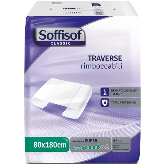 Soffisol Traverse Rimboccabili Assorbenza Super Dimensione 80x180 cm, 1 confezione da 15 pezzi