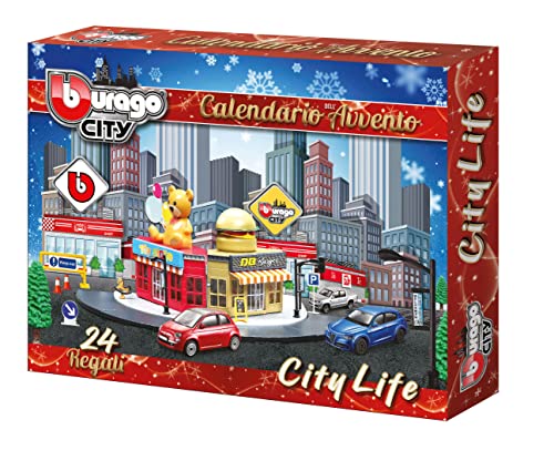 Bburago, Calendario dell'Avvento, dietro ad ogni finestra una sorpresa, 24 regali da scoprire, costruisci la città giorno dopo giorno, Multicolore, 926596.104