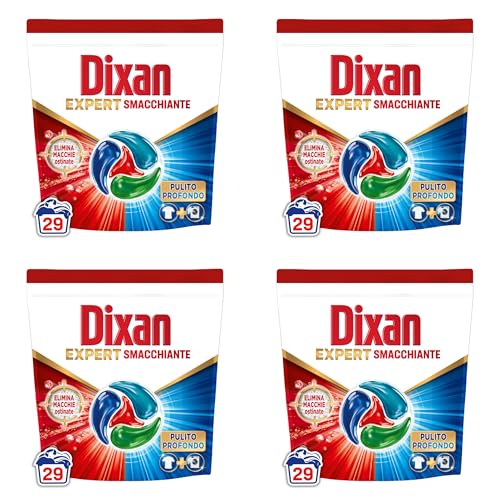 Dixan DISCS 4in1 Expert Smacchiante Detersivo Lavatrice (29 Lavaggi), Capsule lavatrice per una pulizia profonda del bucato e freschezza igienica per la lavatrice, Rimuove le macchie da 20°C.