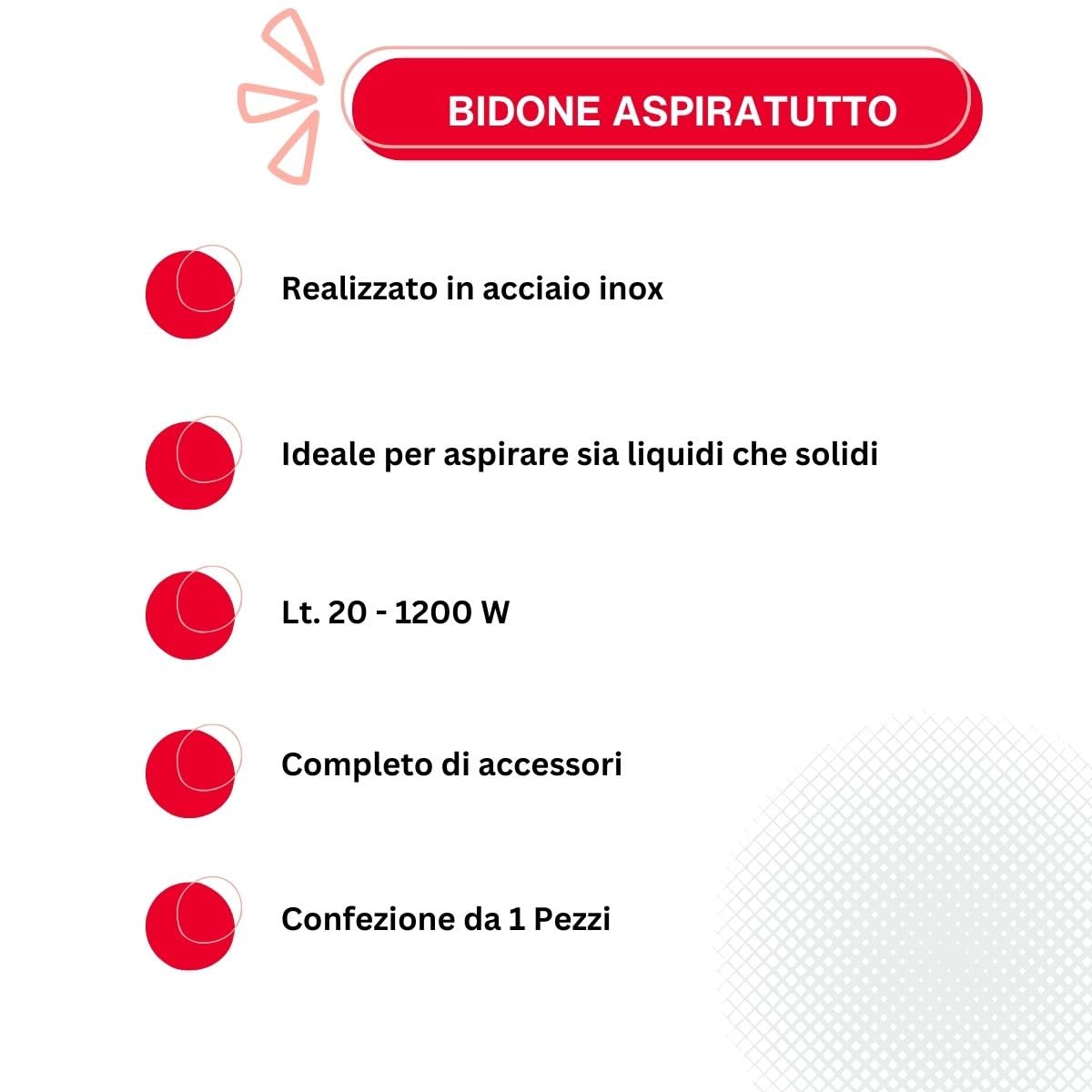 Kasart Lt. 20-1200 W Bidone Aspiratutto