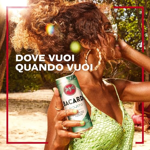 BACARDÍ Mojito, Vol. 5%, 12 x 25 cl / 250 ml, cocktail premixato pronto da bere in lattina, creato con Rum BACARDÍ Carta Blanca e miscelato con Lime e Menta