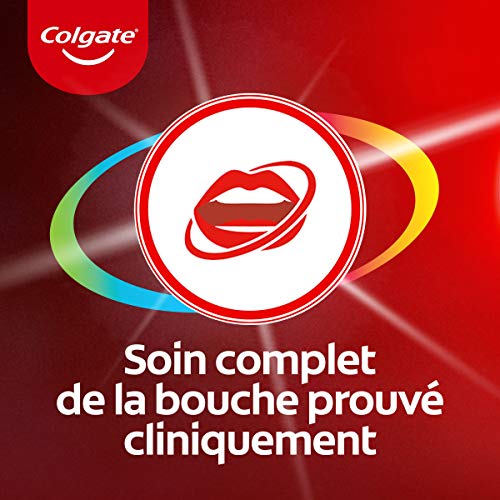 Colgate - Dentifricio totale bianchezza, elimina la placca dentale e le attività sulla superficie dei denti 12 ore di protezione sui denti, lingua, gengive 75 ml lotto 3, (lotto 3)