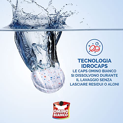 Omino Bianco - Additivo Lavatrice Totale 5 Azioni in 1 Idrocaps, Capsule Idrosolubili per Bucato, Azione Smacchiante e Igienizzante, 12 Caps